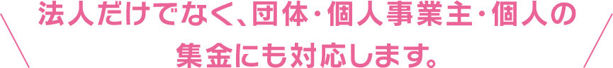 法人だけでなく、団体・個人事業主・個人の集金にも対応します。